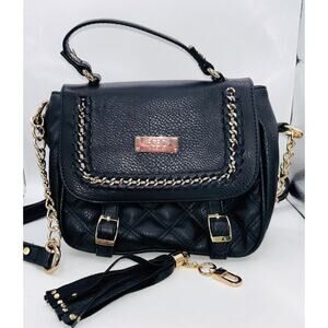 BCBG Paris Black Gold Purse Shoulder Handbag Crossbody, Vintage